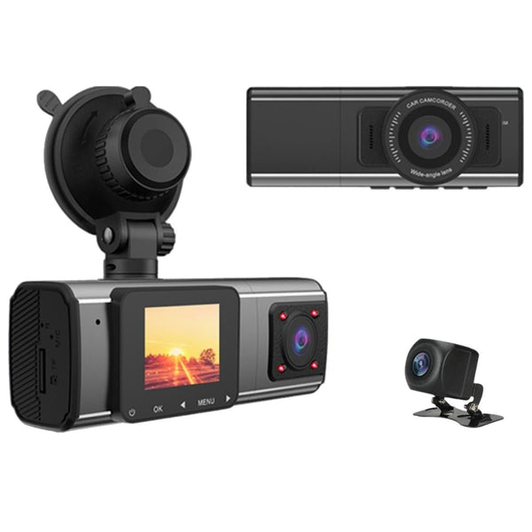 3 Cameras Smart Dash Cam Car DVR - With Rear Camera - No SD Card -