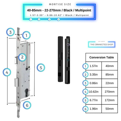Auto Lock Smart Door Lock - Black - 40-85mm (22x270mm) Multipoint -