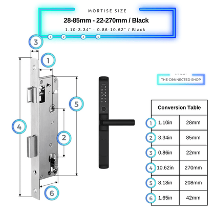 Swing Door Smart Lock - 28-85mm (22x240mm) - Black - Without Gateway