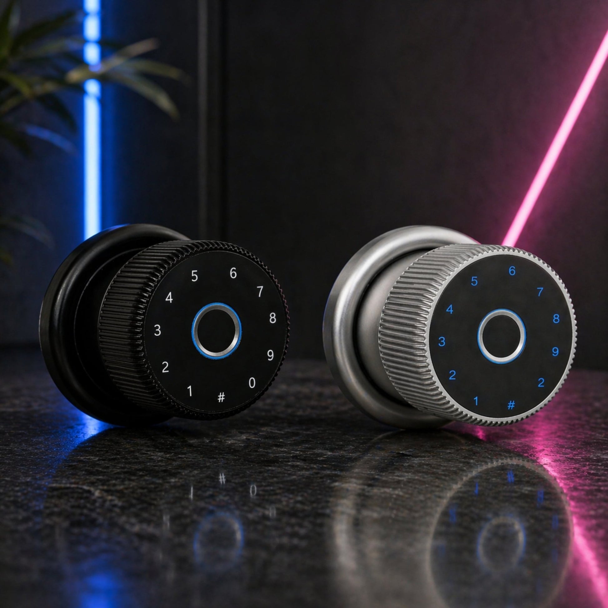 smart door knob lock silver and black