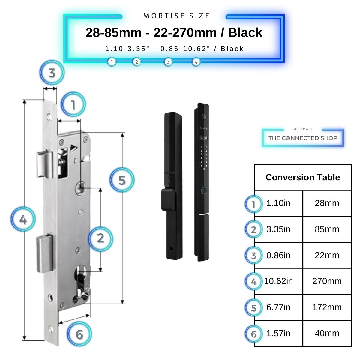 Smart Door Lock Next Gen Plus - Black - 28-85mm (22x270mm)