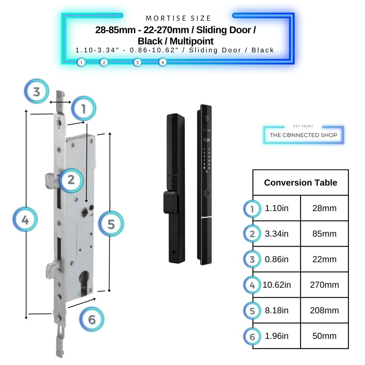 Smart Door Lock Next Gen Plus - Black - 28-85mm (22x270mm) Sliding Door Multipoint