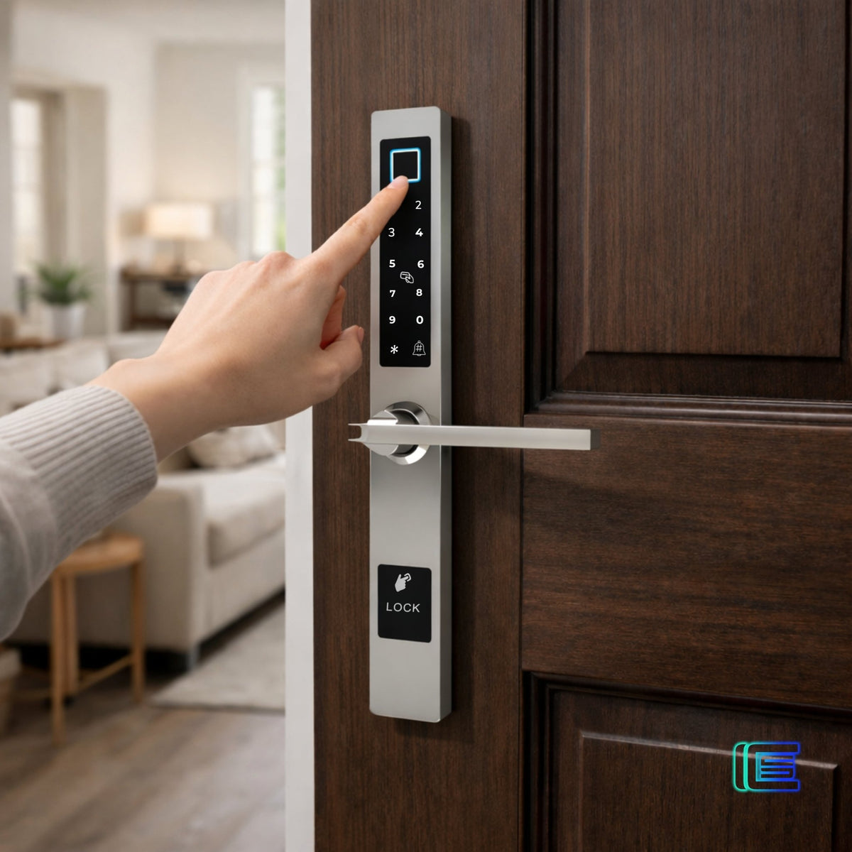 smart door lock sleek silver 1